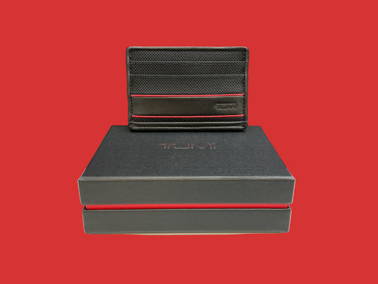TUMI ALPHA SLG SLIM CARD CASE BLACK/RED . 01192259DRED2