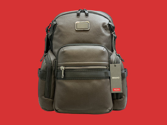 TUMI BRAVO NAVIGATION BACKPACK LEATHER BROWN . 0932793DBL
