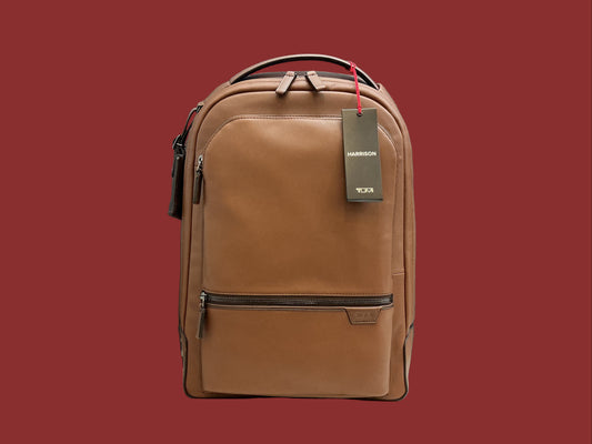 TUMI HARRISON BRADNER LEATHER BACKPACK COGNAC . 06302011CG